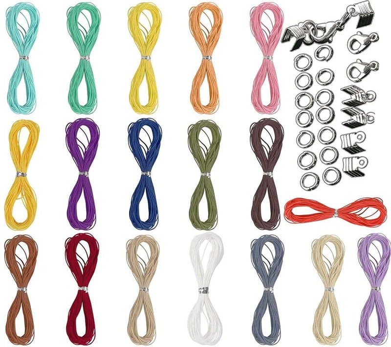 DIY Crafts 12 mtr Kit, Mix, 5X Necklace Sample 1-120 Yards Waxed Polyester Cord Thread Beading String for Bracelet Necklace Jewelry Making Macrame Supplies Lobster (12 mtr Kit, Mix) - Image 3