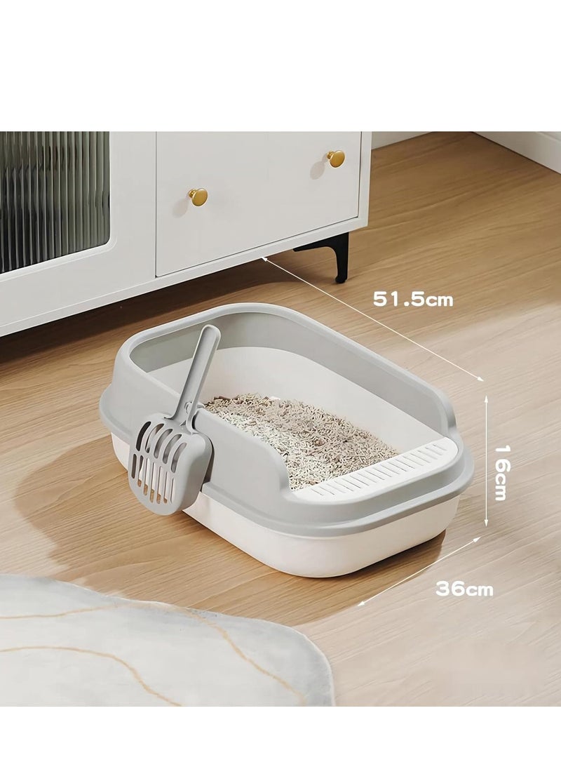Cool Baby - COOLBABY Large Semi-Enclosed Sifting Cat Litter Box with High Side Heightening Anti-Splashing Cat Toilet with Litter Sifting Scoop Removable Prevent Sand Leakage Deodorizing Cat Pan（Athens white） - Image 1