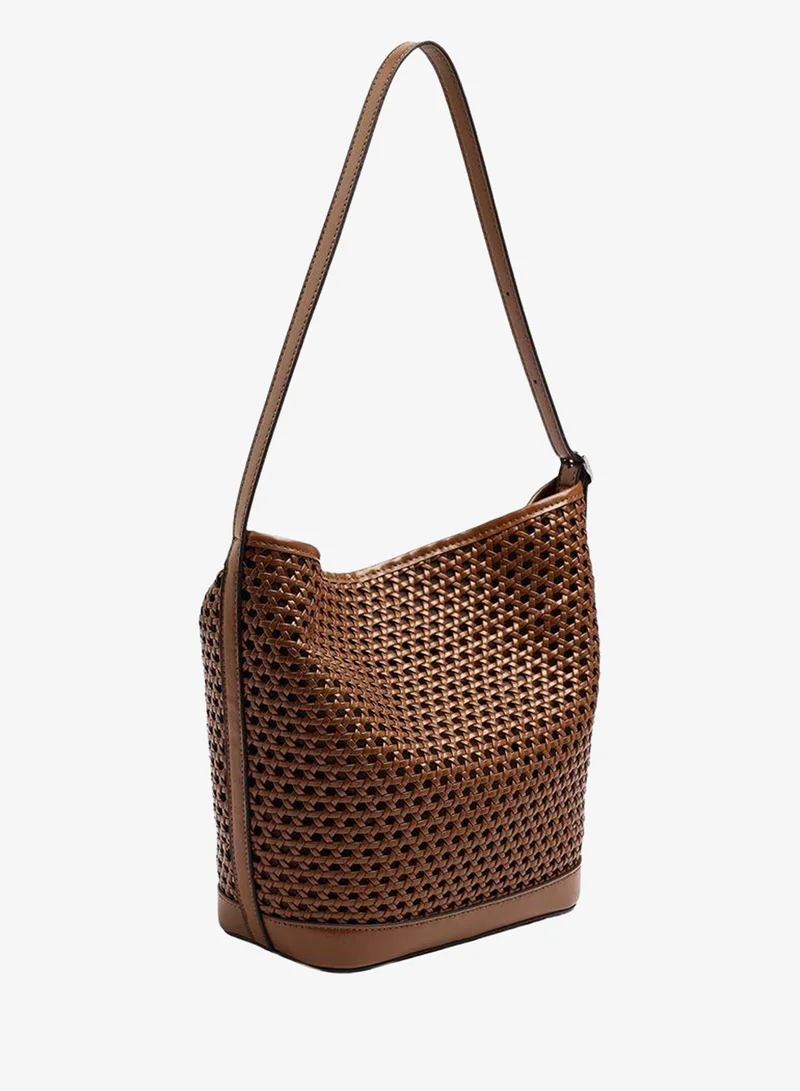 Parfois Brown Bucket Bag With Braided Design for Women | Best Price UAE