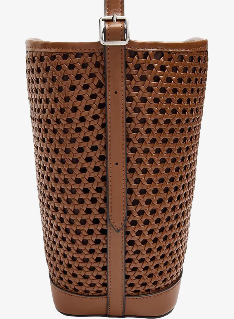 Parfois Brown Bucket Bag With Braided Design for Women | Best Price UAE