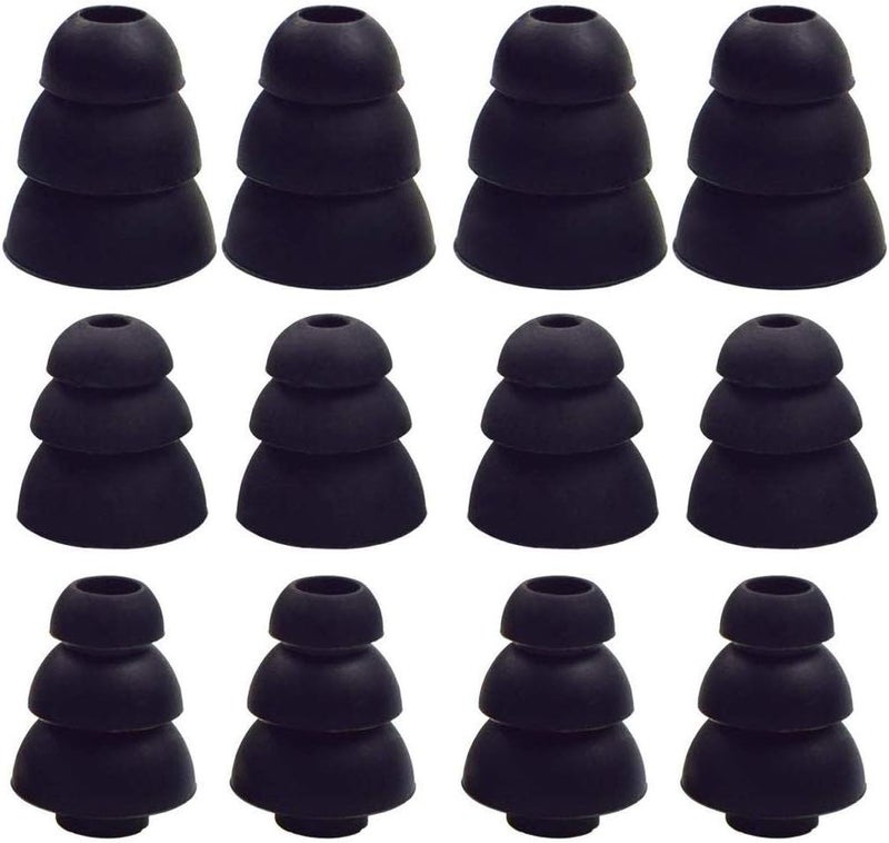 JNSA 3 Flange Noise Cancelling Triple Flange Eartips Eargels Earpads Ear Tips Gels Bud Compatible with Inside Diameter 4mm-5mm Earbuds in-Ear Earphones（Inner Hole 4mm）,S/M/L,6 Pairs, Black 3F6P3 - Image 1