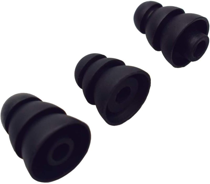 JNSA 3 Flange Noise Cancelling Triple Flange Eartips Eargels Earpads Ear Tips Gels Bud Compatible with Inside Diameter 4mm-5mm Earbuds in-Ear Earphones（Inner Hole 4mm）,S/M/L,6 Pairs, Black 3F6P3 - Image 3