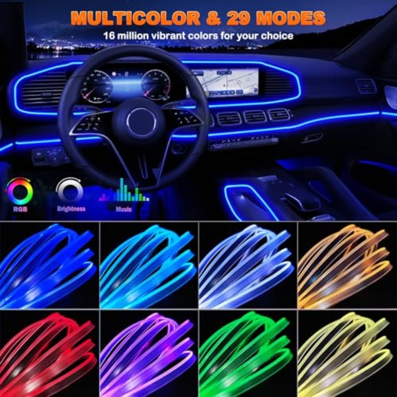 Interior Car LED Strip Lights with Wireless APP and Remote Control, RGB Ambient Lightg Kits with 23 ch Fiber Optic, 16 Million Colors Car Neon Lights, Sync to Music - Image 2