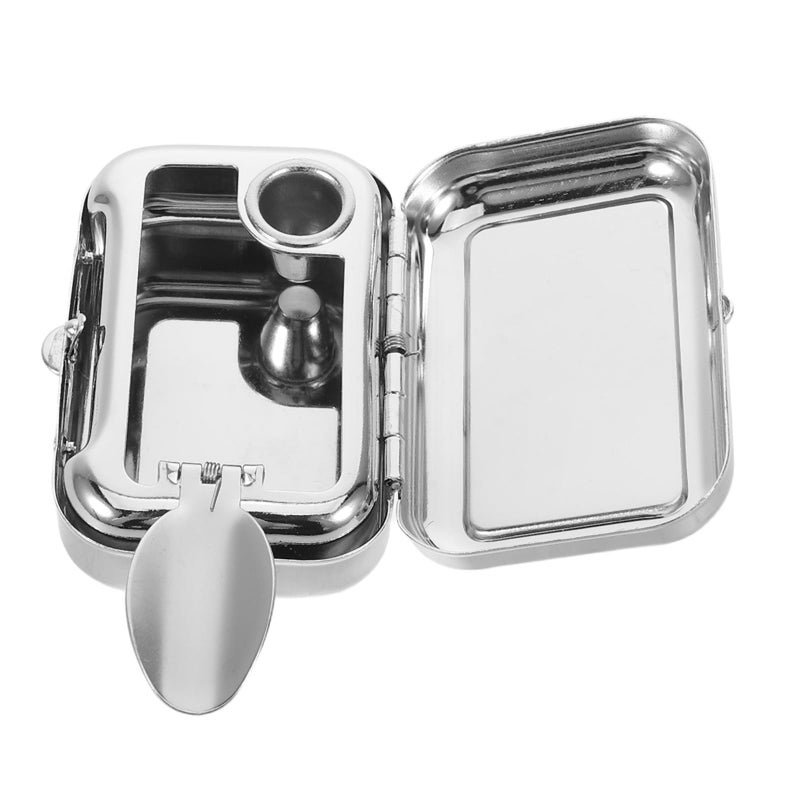 Orange Portable Metal Ashtray with Lid Pocket Snuffer for Car Camping Outdoor Travel - Image 2
