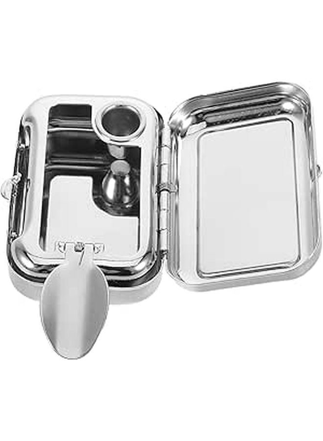 Orange Portable Metal Ashtray with Lid Pocket Snuffer for Car Camping Outdoor Travel - Image 1