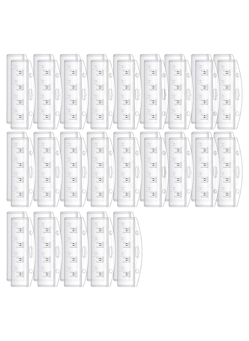 Generic - 30-Pack Horizontal ID Badge Holders, Rigid Hard Plastic Card Sleeves with Grippers, Easy Access Transparent Protectors for POS Magnetic Credit Cards and Passes, Frosted Pouches. - Image 1