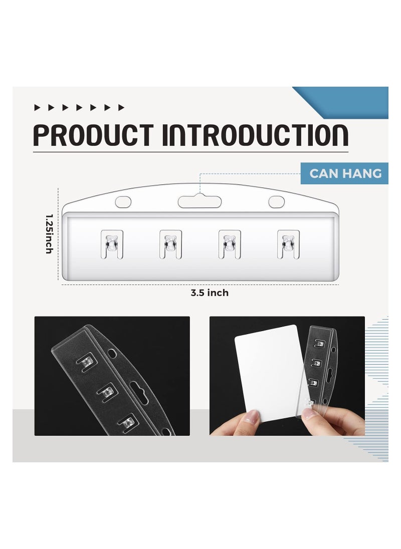 Generic - 30-Pack Horizontal ID Badge Holders, Rigid Hard Plastic Card Sleeves with Grippers, Easy Access Transparent Protectors for POS Magnetic Credit Cards and Passes, Frosted Pouches. - Image 1
