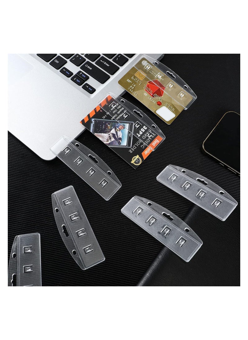 Generic - 30-Pack Horizontal ID Badge Holders, Rigid Hard Plastic Card Sleeves with Grippers, Easy Access Transparent Protectors for POS Magnetic Credit Cards and Passes, Frosted Pouches. - Image 1