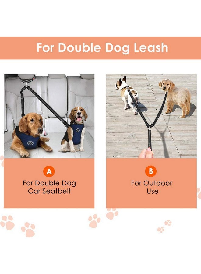 AUTOWT Double Dog Seat Belt, New Dual Pet Car Headrest Restraint Safety Seatbelt No Tangle Dog Leash Duty Adjust Elastic Bungee Puppy Lead Splitter Connect Harness in Vehicle Travel for 2 Dogs - Image 4