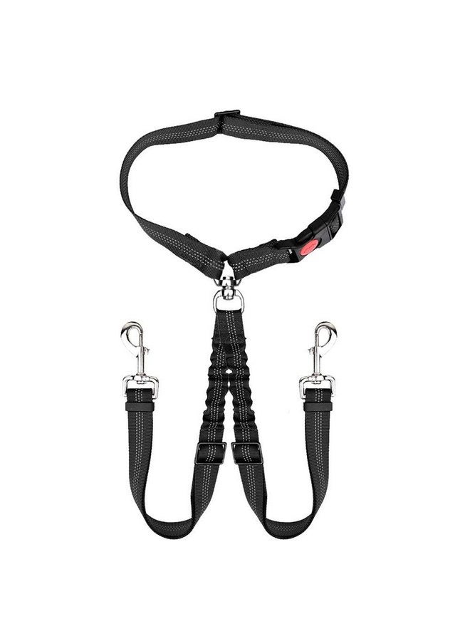 AUTOWT Double Dog Seat Belt, New Dual Pet Car Headrest Restraint Safety Seatbelt No Tangle Dog Leash Duty Adjust Elastic Bungee Puppy Lead Splitter Connect Harness in Vehicle Travel for 2 Dogs - Image 1