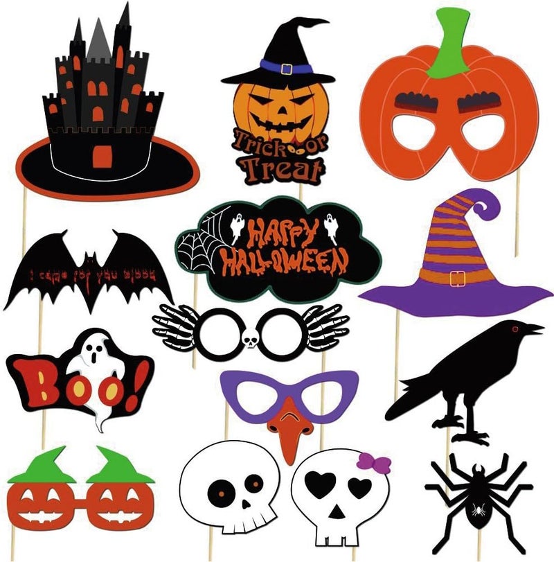 KUUQA Halloween Photo Booth Props Kit Halloween Party Decorations Pack of 38 - Image 2