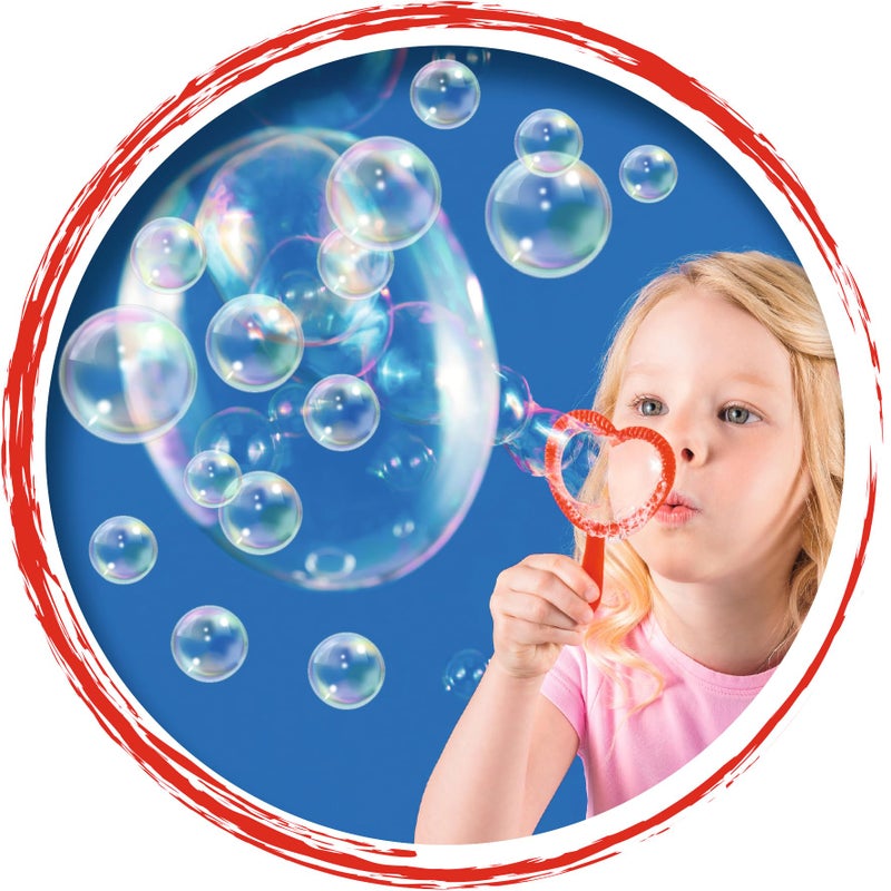 PUSTEFIX Mini Mix Bubble Blowing 3 Wands Toy for Kids Set includes Circle Ring, Heart Ring, Star Ring, Bubble Liquid Tray, and Large 2.35 oz Bubbles Tube,Multicolor - Image 4