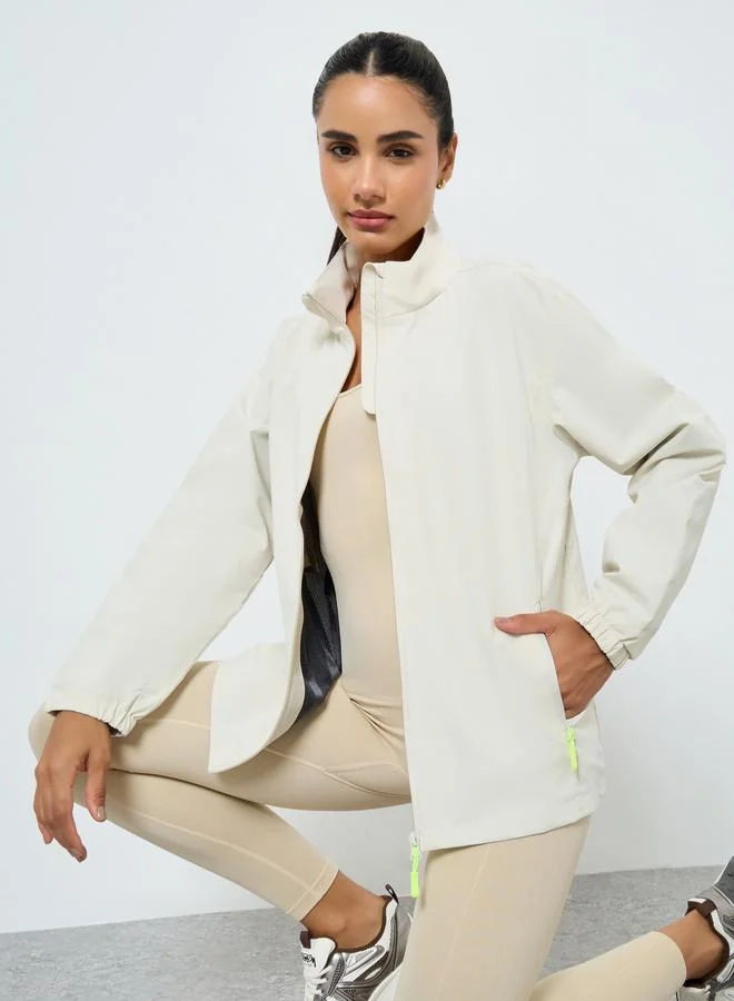 ستايلي اكتيف جاكيت واقي من الرياح بسحاب متباين