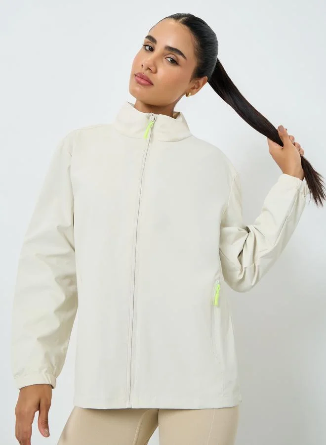 Styli Active Windbreaker Contrast Zip Up Jacket