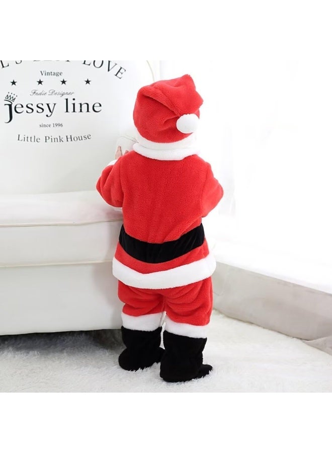 QIAONIUNIU Baby Santa Costume Toddler Christmas Dress Up Footed Romper 1-3 Months - Image 5