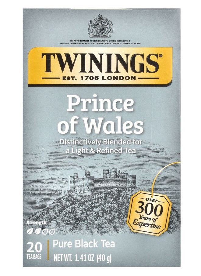 Twinings Pure Black Tea Prince Of Wales 20 Tea Bags 1.41 oz (40 g) 
