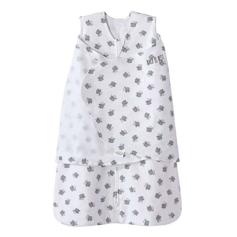 HALO 100 Cotton Sleepsack Swaddle 3Way Adjustable Wearable Blanket TOG 15 Lamb Scribble White Small 36 Months - Image 2