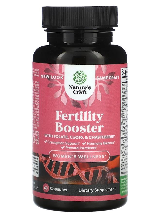 Nature's Craft مكمل تعزيز الخصوبة لصحة المرأة مع الفولات CoQ10 و شجرة العفة 60 كبسولة