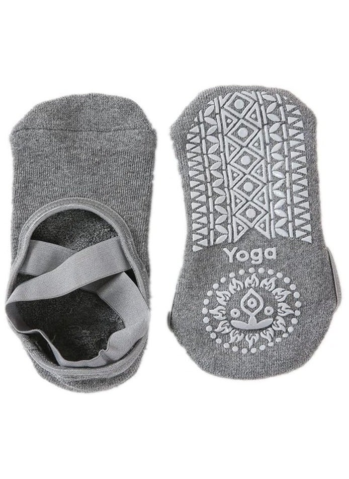 F.A.M.S 4 Pairs Grip Pilates Socks for Women, Non-slip Yoga Athletic Socks for Barre Ballet Barefoot Workout Hospital  - Image 2