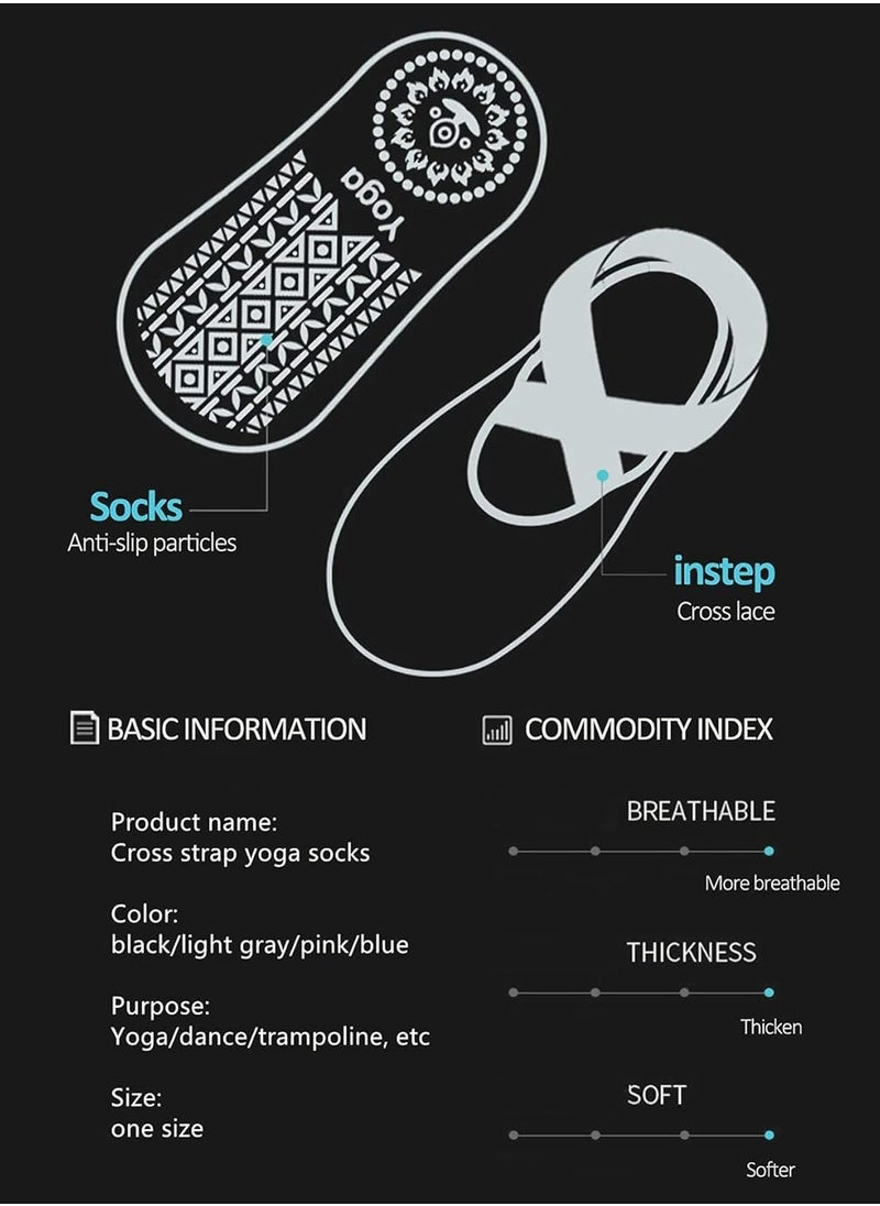 F.A.M.S 4 Pairs Grip Pilates Socks for Women, Non-slip Yoga Athletic Socks for Barre Ballet Barefoot Workout Hospital  - Image 4