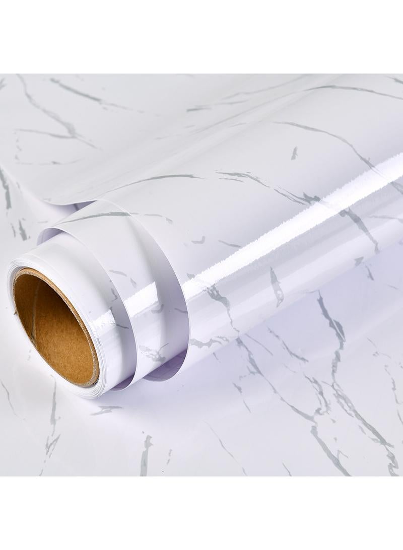 Bluejw Marbling Paper 40X500cm Self-Adhesive Wallpaper Waterproof Gloss Pvc Vinyl Oil Proof Granite Paper For Furniture Cover Surface Countertop Kitchen Shelf Liner - Image 1