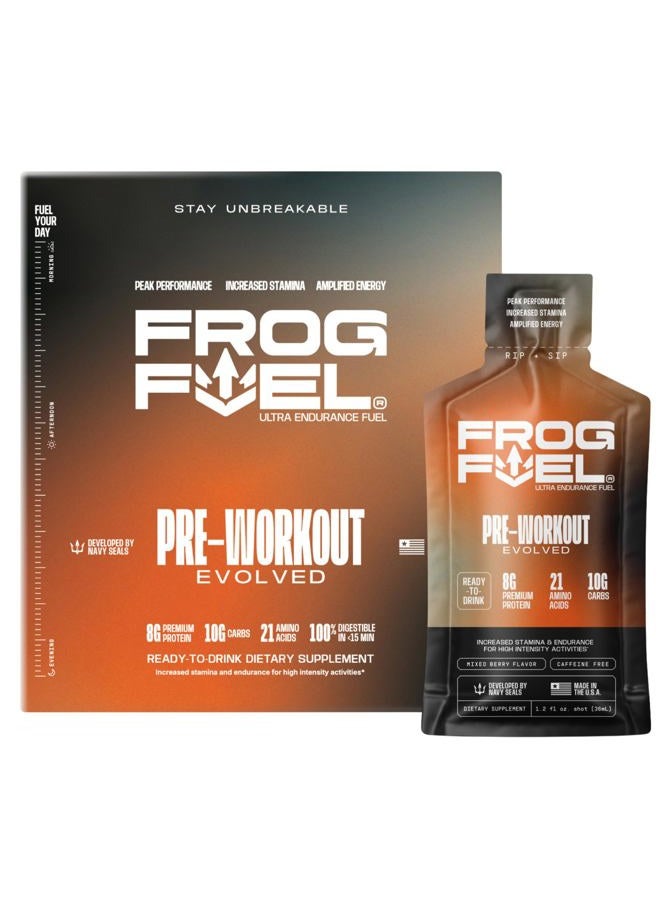 Frog Fuel Ultra Energy Gel & Pre Workout Shot with 1500mg Beta Alanine, Electrolytes 8g Protein Nano-Hydrolyzed Grass Fed Collagen, 10g Carbs, Gluten Free, Fat Free, Berry, 1.2 oz Packets, 24 Pack - Image 1