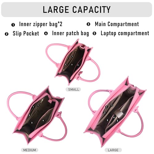 Chinllo Tote Bag for Women Top Handle Stachel Purse and Handbags with Shoulder Strap (D.Pink-S) - Image 5