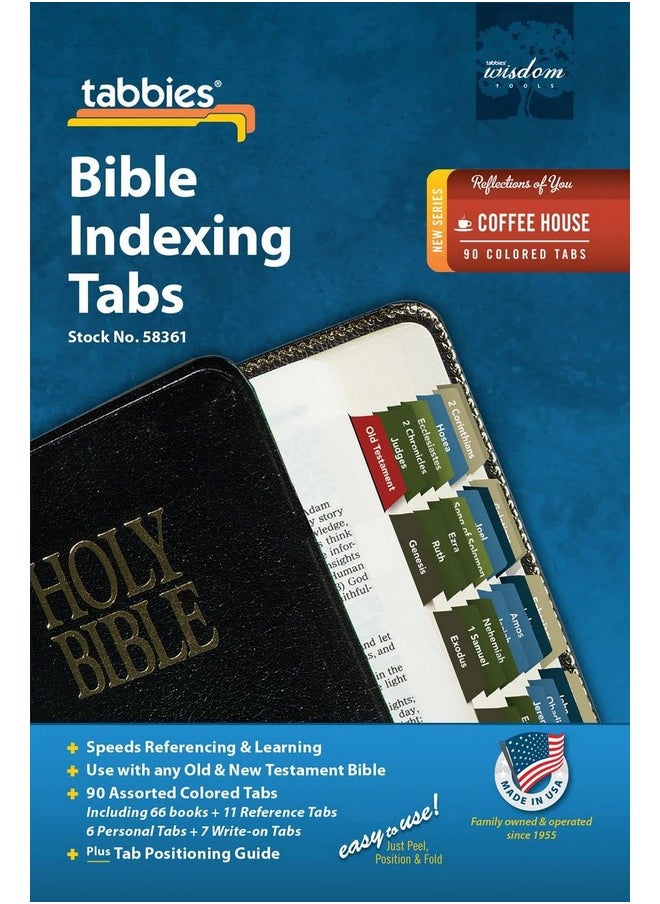 tabbies - Reflections Of You Series Bible Indexing Tabs, Old & New Testaments, 90 Tabs - 66 Books, 11 Ref, 6 Per, 7 Write-On, Coffee House Palette (58361) - Image 1