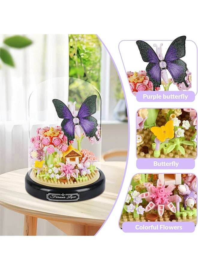 MXN Flower Bouquet Building Kit for Adults - 582 PCS Butterfly Flowers Botanical Collection Mini Building Block Kit with Dust Cover, Flower Bouquet Building Kit Gift for Mom Lover Women - Image 3