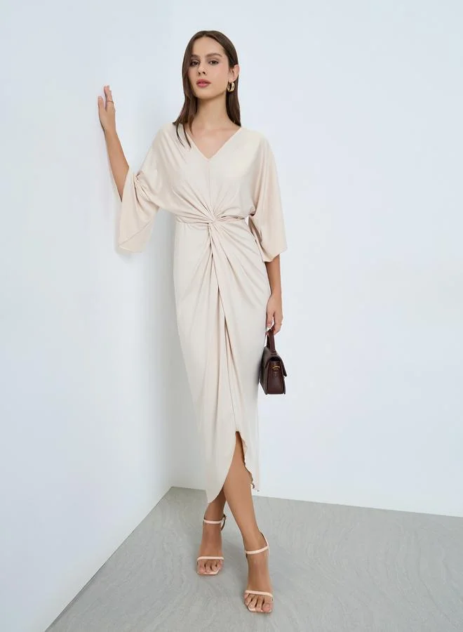 تايك تو فستان ميدي بيج بتفاصيل كسرات