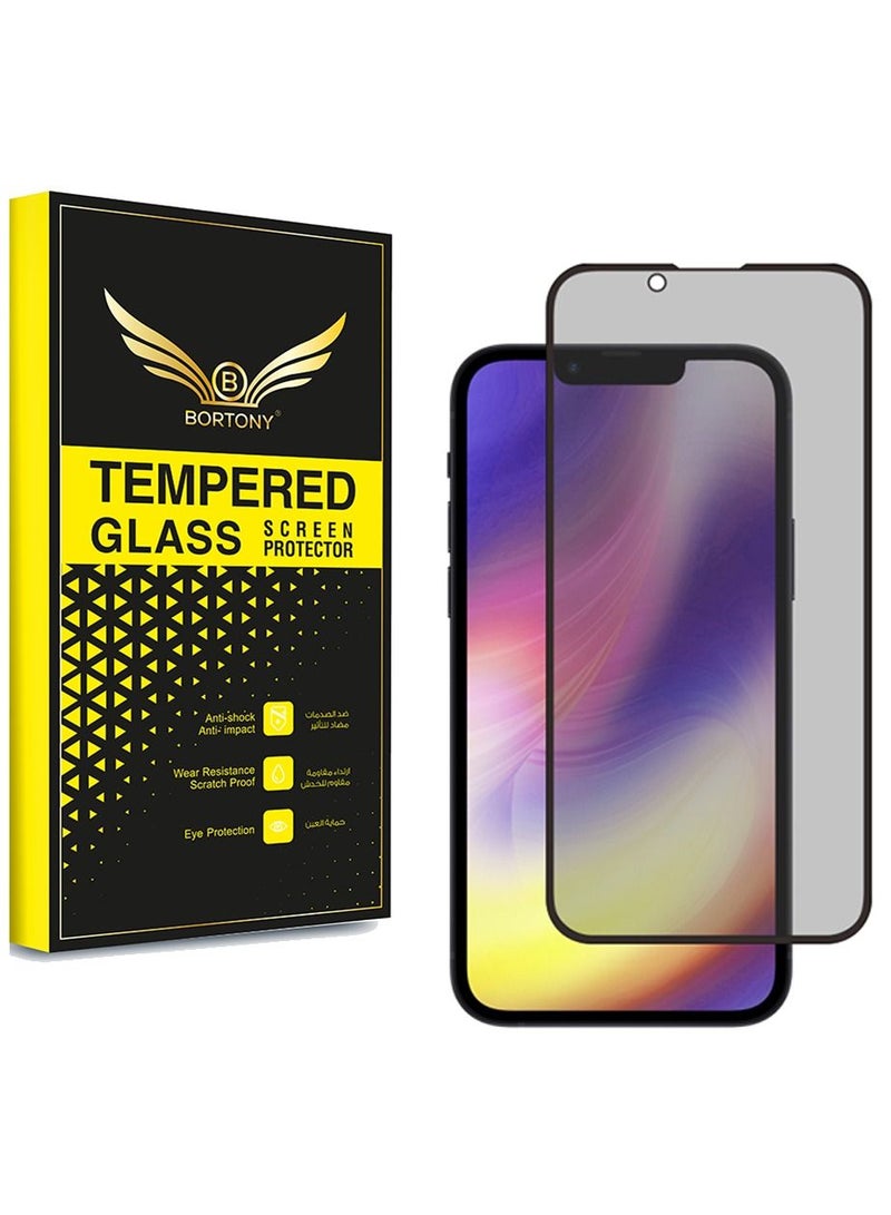 BORTONY Privacy Anti-Spy Tempered Glass Screen Protector For iPhone 13/13 Pro 6.1 Inch Black - Image 1