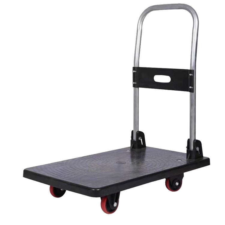 عربة قابلة للطي، عربة أمتعة شديدة التحمل 440 رطل، عربة منصة متعددة الأغراض بأربع عجلات دوارة، مناسبة لنقل الأمتعة والسفر والانتقال والتسوق والاستخدام المكتبي، سوداء