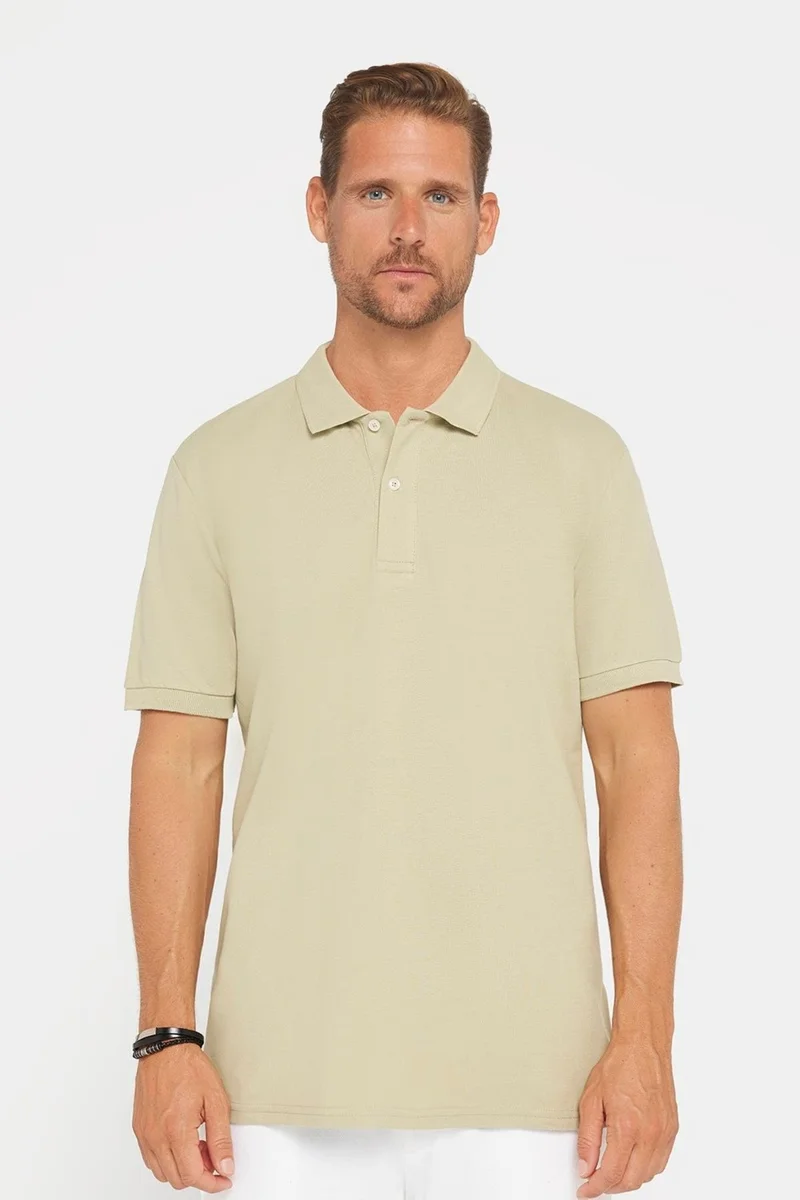 تودورس Men's Classic Fit Relaxed Cut 100% Cotton Plain Pique Green Polo Neck T-Shirt