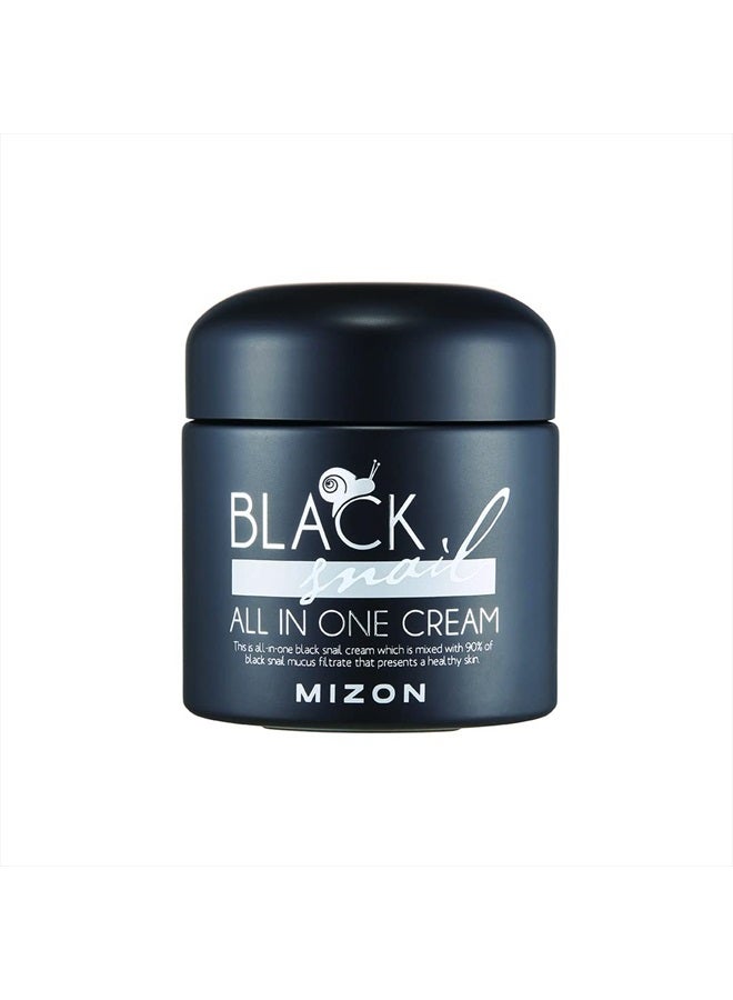 MIZON Black Snail All In One Cream, Premium, Snail Repair Cream, Intensive Care, Korean Skin Care, Facial Moisturizing, Snail Mucin Extract, Wrinkle Care, Firming (75ml / 2.54 fl oz) - Image 1
