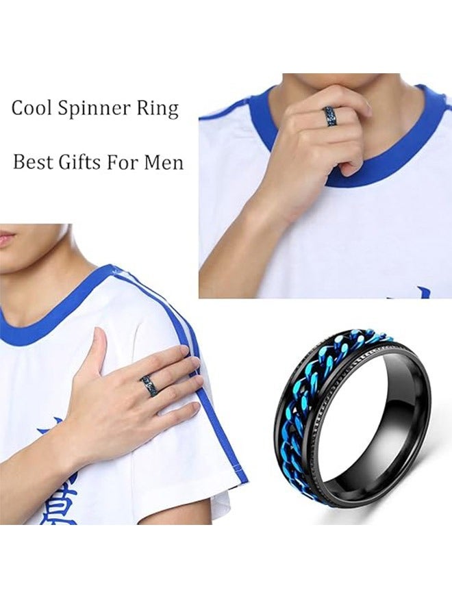 4Pcs Size-10 Titanium Stainless Steel Spinner Rings Fidget Band Rings Stress Rings Set - Image 3