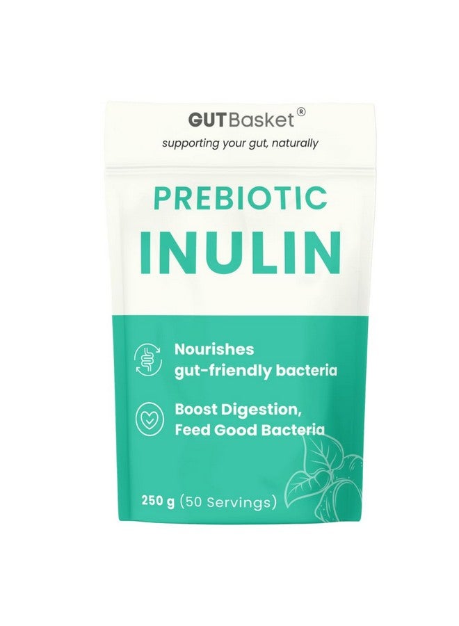 Gutbasket Pure Inulin Powder (250g) - Prebiotic Fiber for Gut Health & Digestive Wellness - Vegan, Non-GMO, Gluten-Free - Ideal for Smoothies, Coffee, and Baking - Image 1