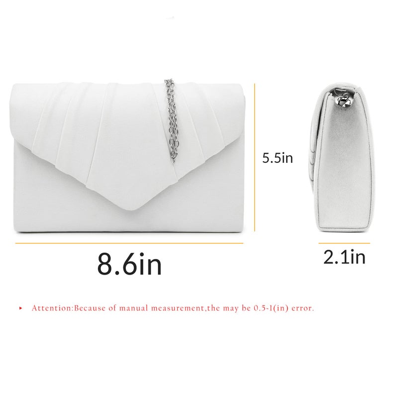 Milisente Clutch Purses For Women Formal Pleated Evening Bag Bridal Evening Clutch Bag(White) - Image 3