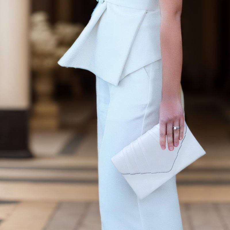 Milisente Clutch Purses For Women Formal Pleated Evening Bag Bridal Evening Clutch Bag(White) - Image 2