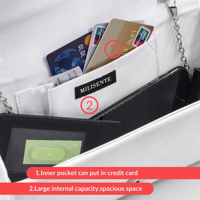 Milisente Clutch Purses For Women Formal Pleated Evening Bag Bridal Evening Clutch Bag(White) - Image 4