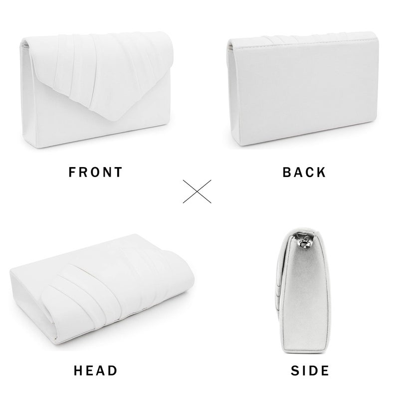 Milisente Clutch Purses For Women Formal Pleated Evening Bag Bridal Evening Clutch Bag(White) - Image 5