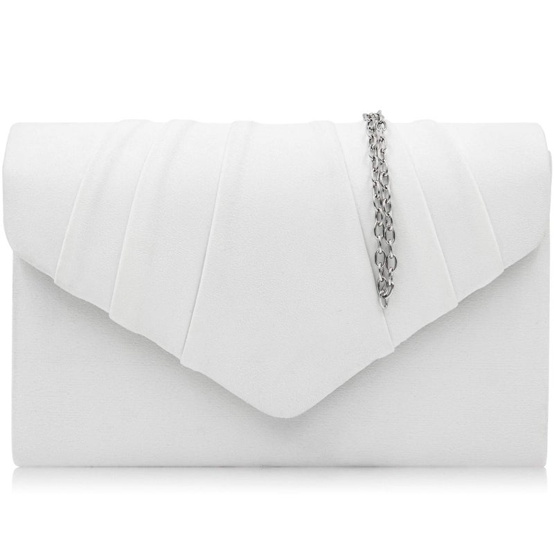 Milisente Clutch Purses For Women Formal Pleated Evening Bag Bridal Evening Clutch Bag(White) - Image 1