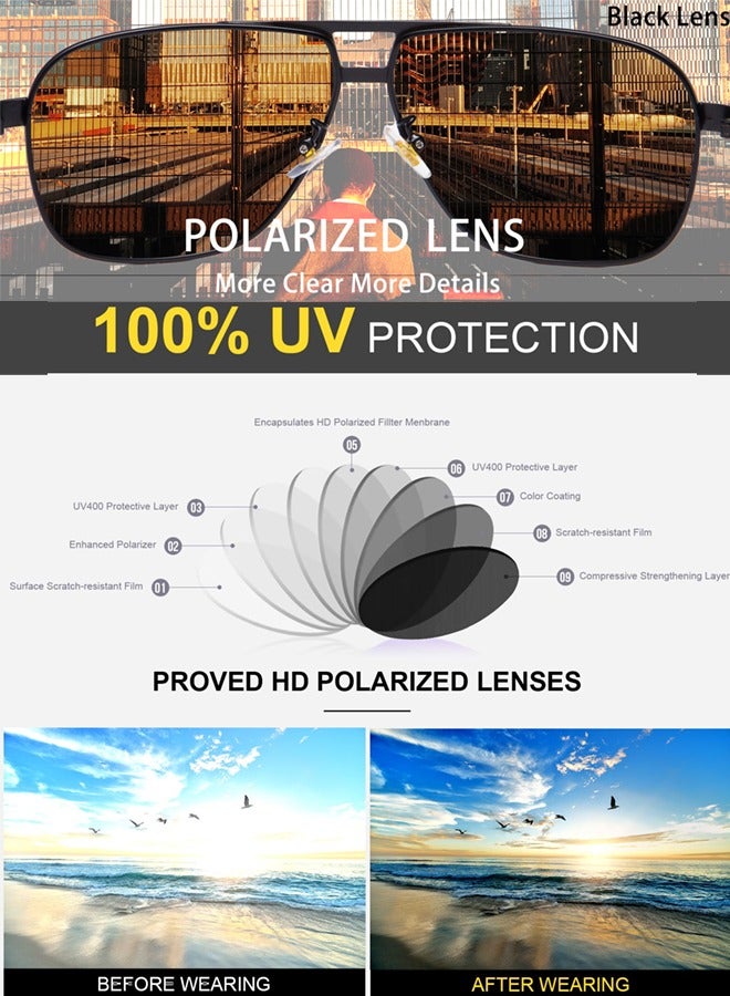 AZorb Polarized Aviator Sunglasses Men Metal Frame Men's Sunglasses Classic Women Sun Glassess Eye UV Protection Shades for Driving Fishing Outdoor - Image 2