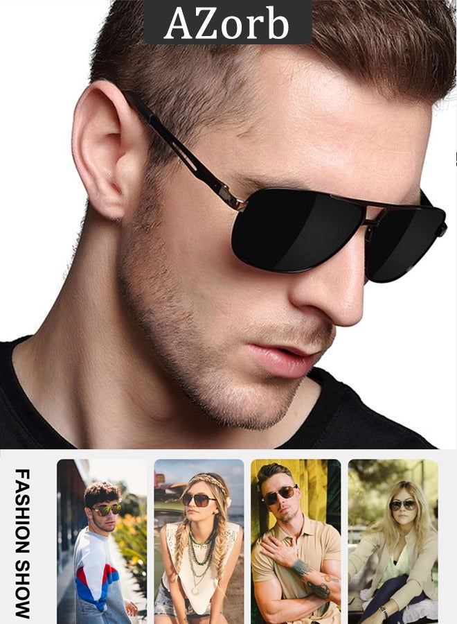 AZorb Polarized Aviator Sunglasses Men Metal Frame Men's Sunglasses Classic Women Sun Glassess Eye UV Protection Shades for Driving Fishing Outdoor - Image 4