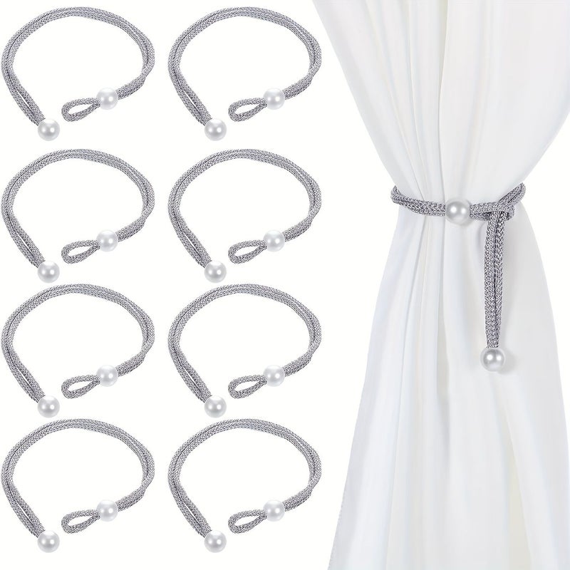 Gray Adjustable Rope Curtain Tieback with Pearl Button for Home Office Hotel - Image 1