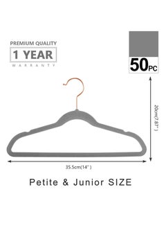 Red Dot Gift Premium Kids Velvet Hangers (Pack of 50) 14″ Wide with Copper Rose Gold Hooks,Space Saving,Nonslip Huggable Closet Hangers for Petite Junior Children’s Skirt Dress Pants,Clothes Hangers.  - Image 3