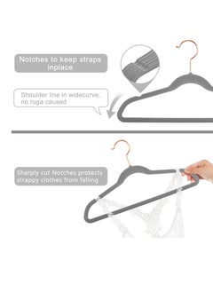Red Dot Gift Premium Kids Velvet Hangers (Pack of 50) 14″ Wide with Copper Rose Gold Hooks,Space Saving,Nonslip Huggable Closet Hangers for Petite Junior Children’s Skirt Dress Pants,Clothes Hangers.  - Image 2