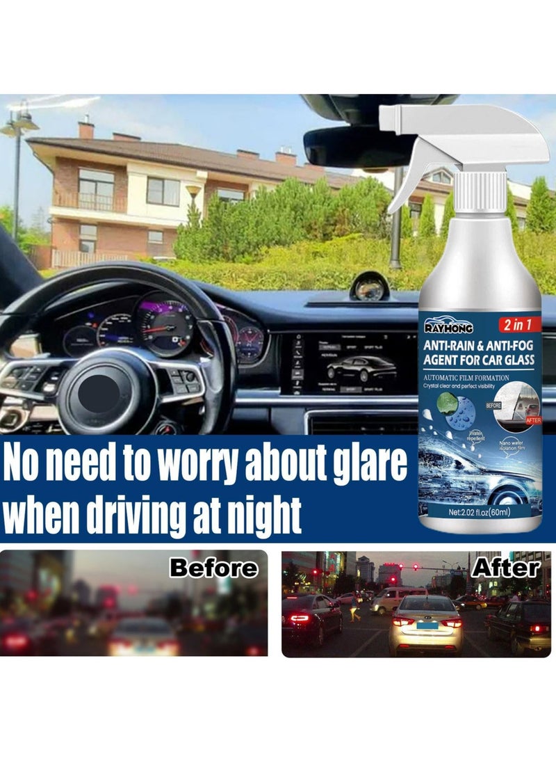 CMGTYYD Anti Fog Spray for Windshield, 60ml, 1/2/3/5 Car Glass Waterproof Coating Agent, Auto Rain Agent Spray, Anti Fog Rain Prevention Spray for Car Interior Windscreen Mirrors Swimming Goggles - Image 2