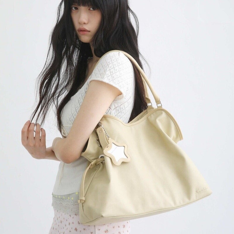 حقيبة توت كورية بنمط خطوط زبدة وتشققات - Image 2