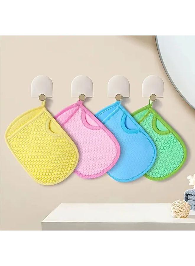Four Textured Bath Gloves For Women Girls Kids Gentle Exfoliating Shower Scrubber - Image 1