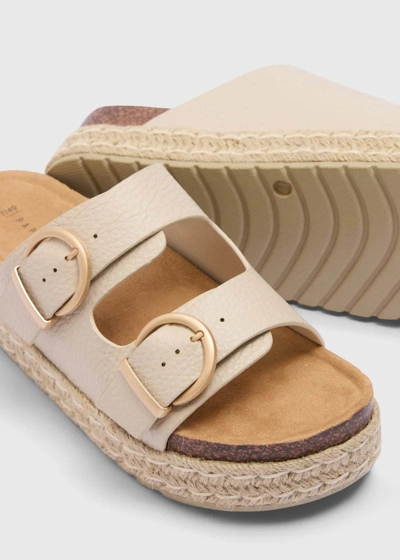 Matalan Stone Espadrille Buckle Chunky Sandals